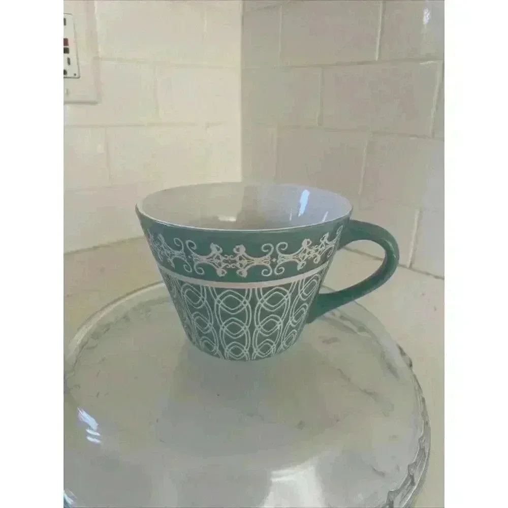 Mulberry Home Collection Tiffany Blue & White Geometric Wide Mouth Coffee Mug